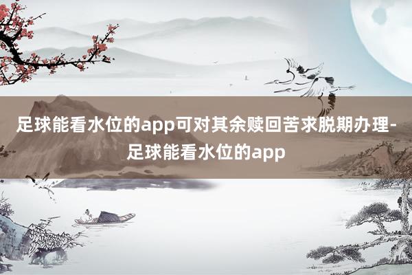 足球能看水位的app可对其余赎回苦求脱期办理-足球能看水位的app