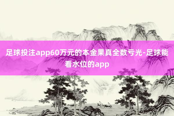 足球投注app60万元的本金果真全数亏光-足球能看水位的app