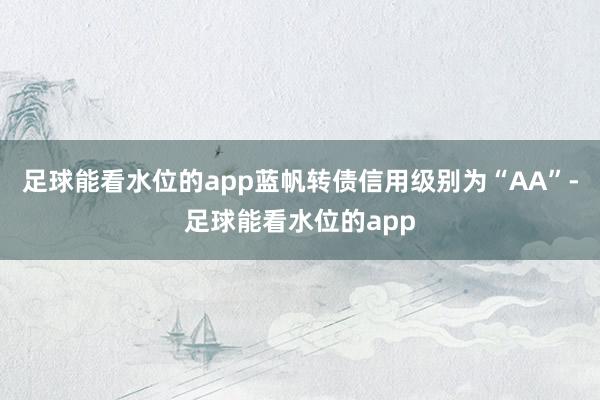 足球能看水位的app蓝帆转债信用级别为“AA”-足球能看水位的app