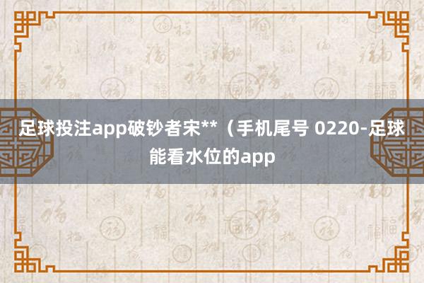 足球投注app破钞者宋**（手机尾号 0220-足球能看水位的app