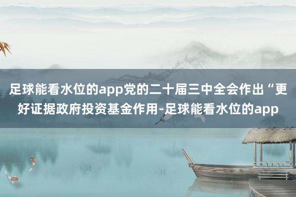 足球能看水位的app党的二十届三中全会作出“更好证据政府投资基金作用-足球能看水位的app