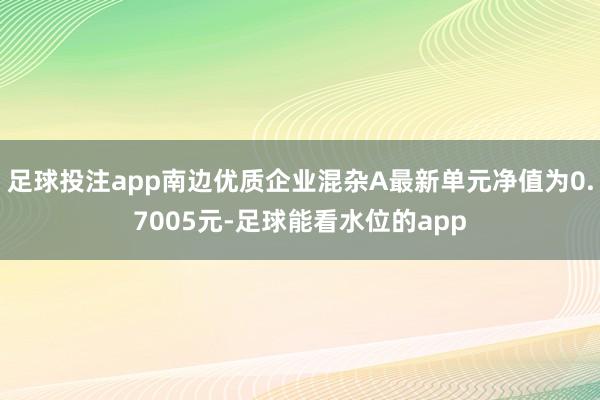 足球投注app南边优质企业混杂A最新单元净值为0.7005元-足球能看水位的app