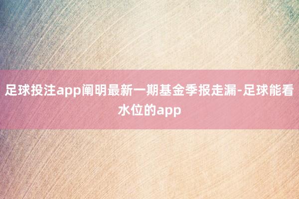 足球投注app阐明最新一期基金季报走漏-足球能看水位的app