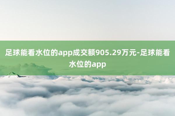 足球能看水位的app成交额905.29万元-足球能看水位的app