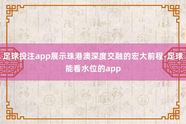 足球投注app展示珠港澳深度交融的宏大前程-足球能看水位的app