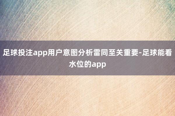 足球投注app用户意图分析雷同至关重要-足球能看水位的app