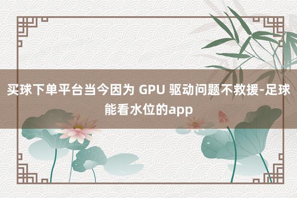 买球下单平台当今因为 GPU 驱动问题不救援-足球能看水位的app