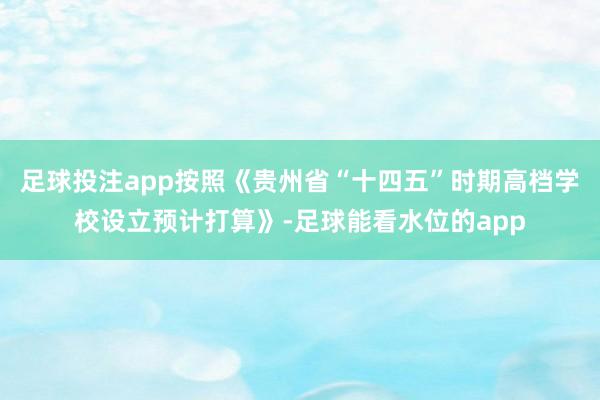 足球投注app按照《贵州省“十四五”时期高档学校设立预计打算》-足球能看水位的app