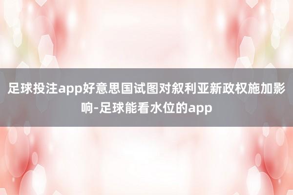 足球投注app好意思国试图对叙利亚新政权施加影响-足球能看水位的app