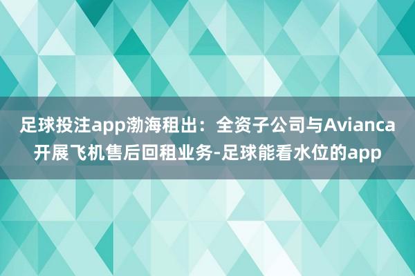 足球投注app渤海租出：全资子公司与Avianca开展飞机售后回租业务-足球能看水位的app