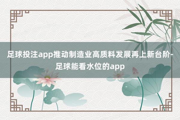 足球投注app推动制造业高质料发展再上新台阶-足球能看水位的app