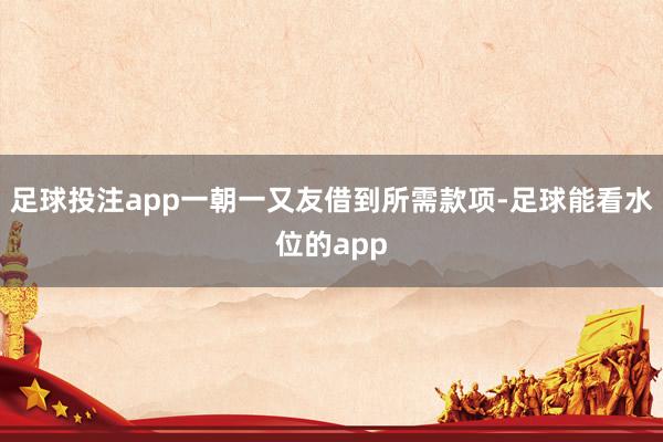 足球投注app一朝一又友借到所需款项-足球能看水位的app