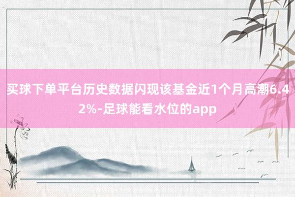 买球下单平台历史数据闪现该基金近1个月高潮6.42%-足球能看水位的app