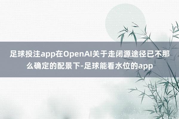 足球投注app在OpenAI关于走闭源途径已不那么确定的配景下-足球能看水位的app