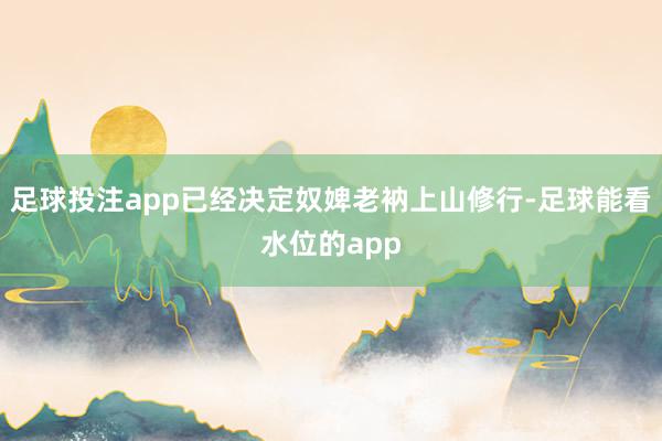 足球投注app已经决定奴婢老衲上山修行-足球能看水位的app