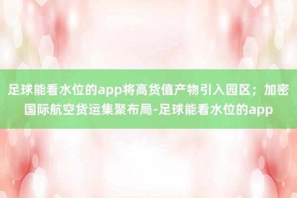 足球能看水位的app将高货值产物引入园区;加密国际航空货运集聚布局-足球能看水位的app