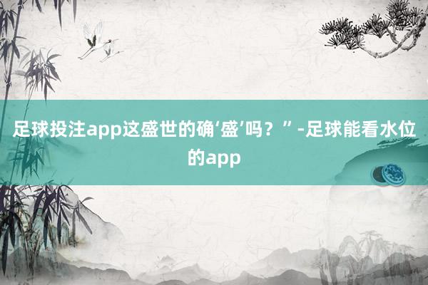 足球投注app这盛世的确‘盛’吗?”-足球能看水位的app
