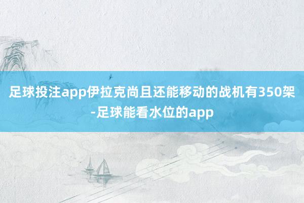 足球投注app伊拉克尚且还能移动的战机有350架-足球能看水位的app
